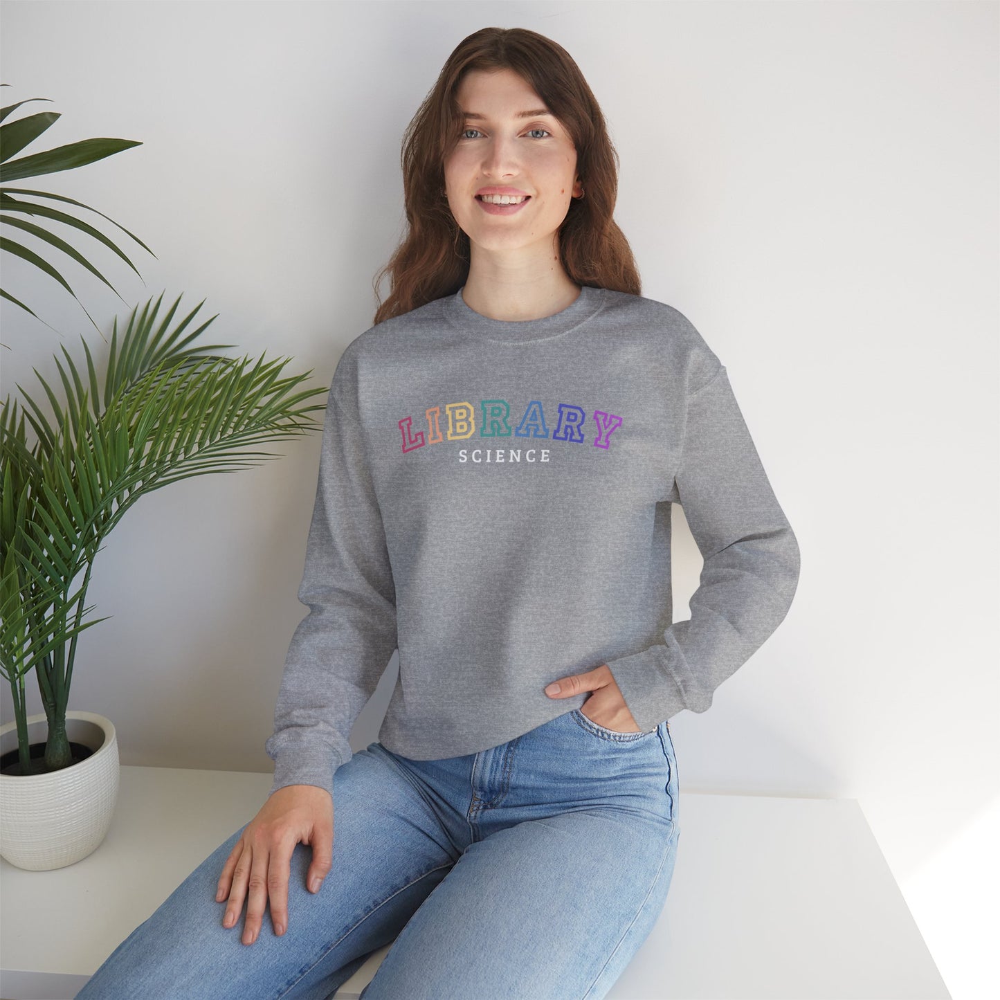 Rainbow Varsity Library Science Crewneck