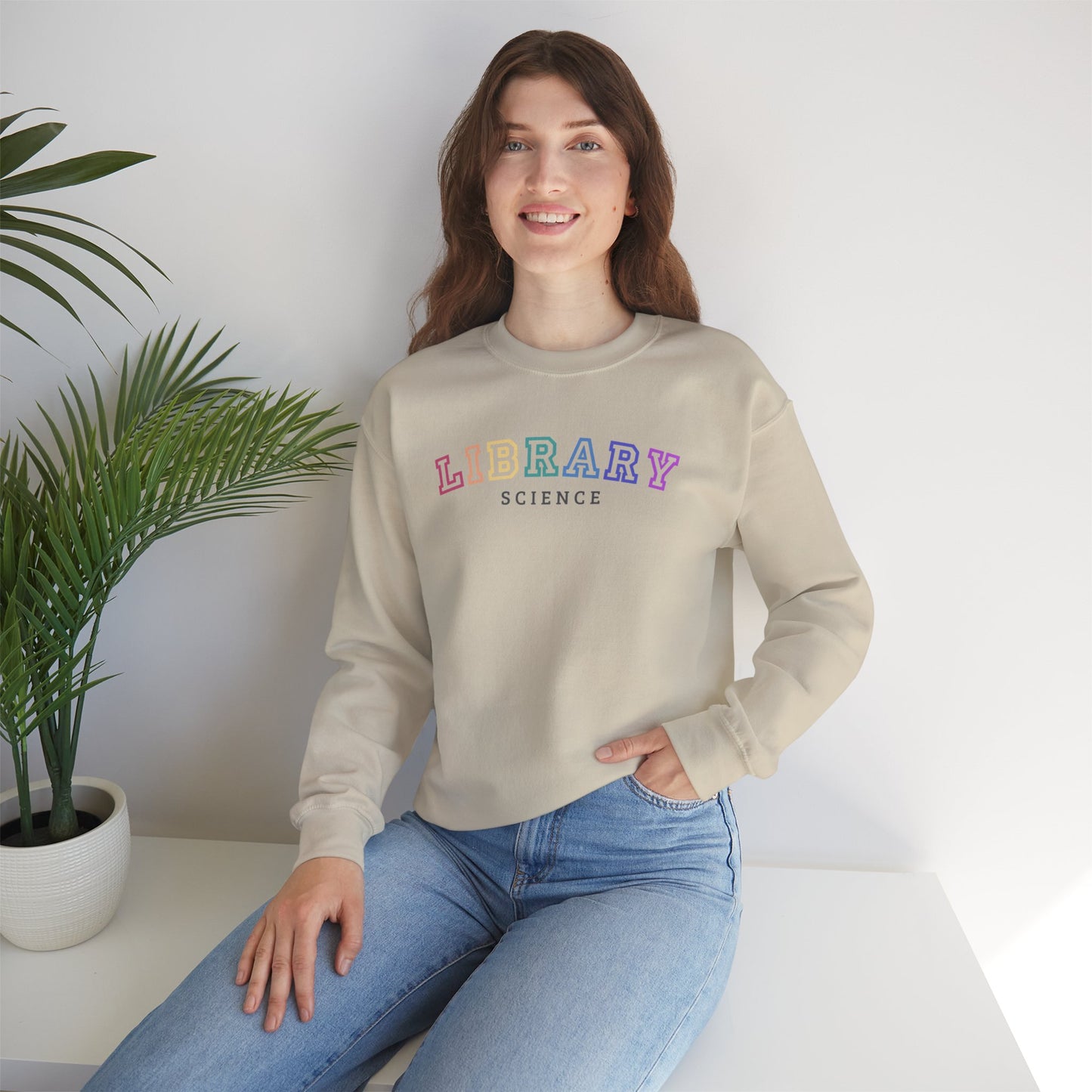 Rainbow Varsity Library Science Crewneck