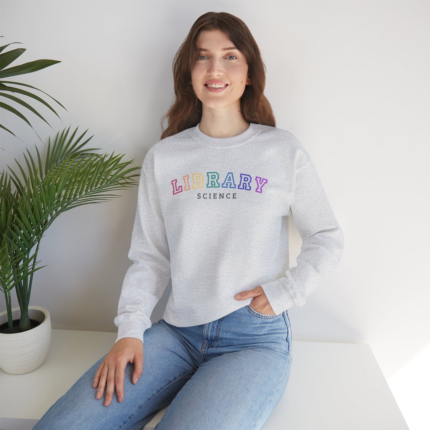 Rainbow Varsity Library Science Crewneck